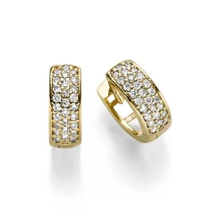 Pavé Ohrringe Creolen 10,5x3,5mm 585 Gold Gelbgold 54 Diamanten 0.27ct TW-SI