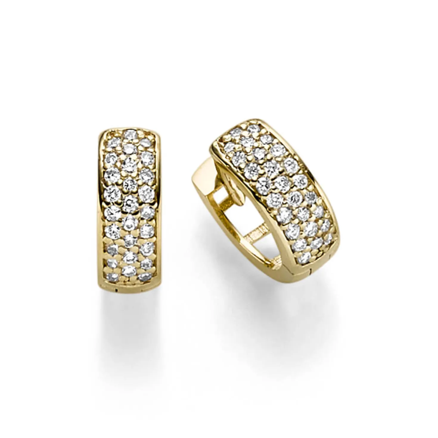 Pavé Ohrringe Creolen 10,5x3,5mm 585 Gold Gelbgold 54 Diamanten 0.27ct TW-SI