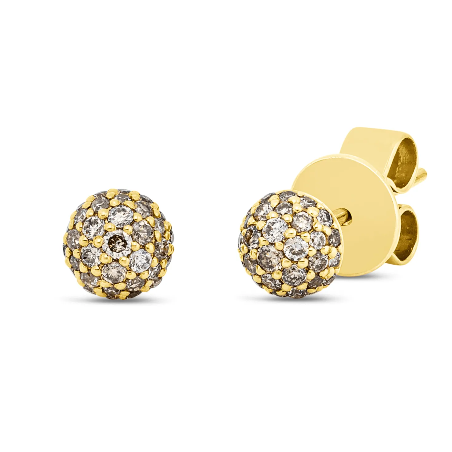 Pavé Ohrstecker aus 750 Gold Gelbgold 66 Brillanten 0,35ct I-SI Ø5mm