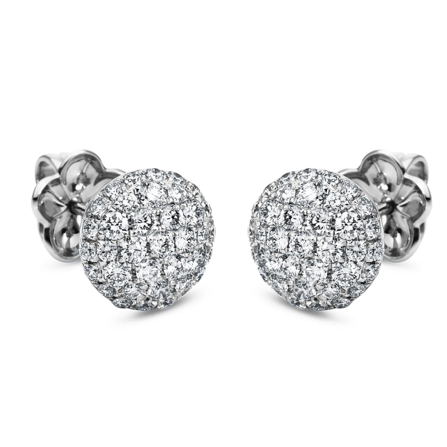 Pavé Ohrstecker aus 750 Weißgold 74 Brillanten 0,9ct TW-VSI 9,4x9,4mm