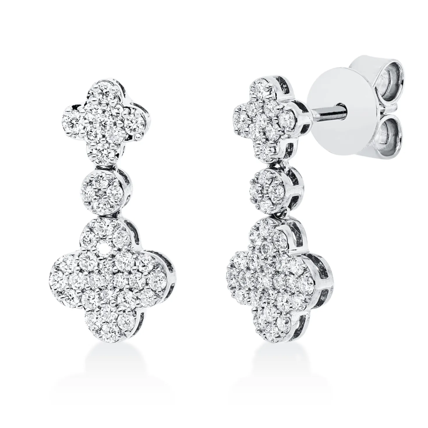 Pavé Ohrstecker aus 750 Weißgold 76 Diamanten 0,5ct TW-VSI/SI 16,1x7,7mm
