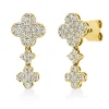 Pavé Ohrstecker Kleeblätter 750 Gelbgold 76 Diamanten 0,53ct TW-VSI/SI 17x7,8mm