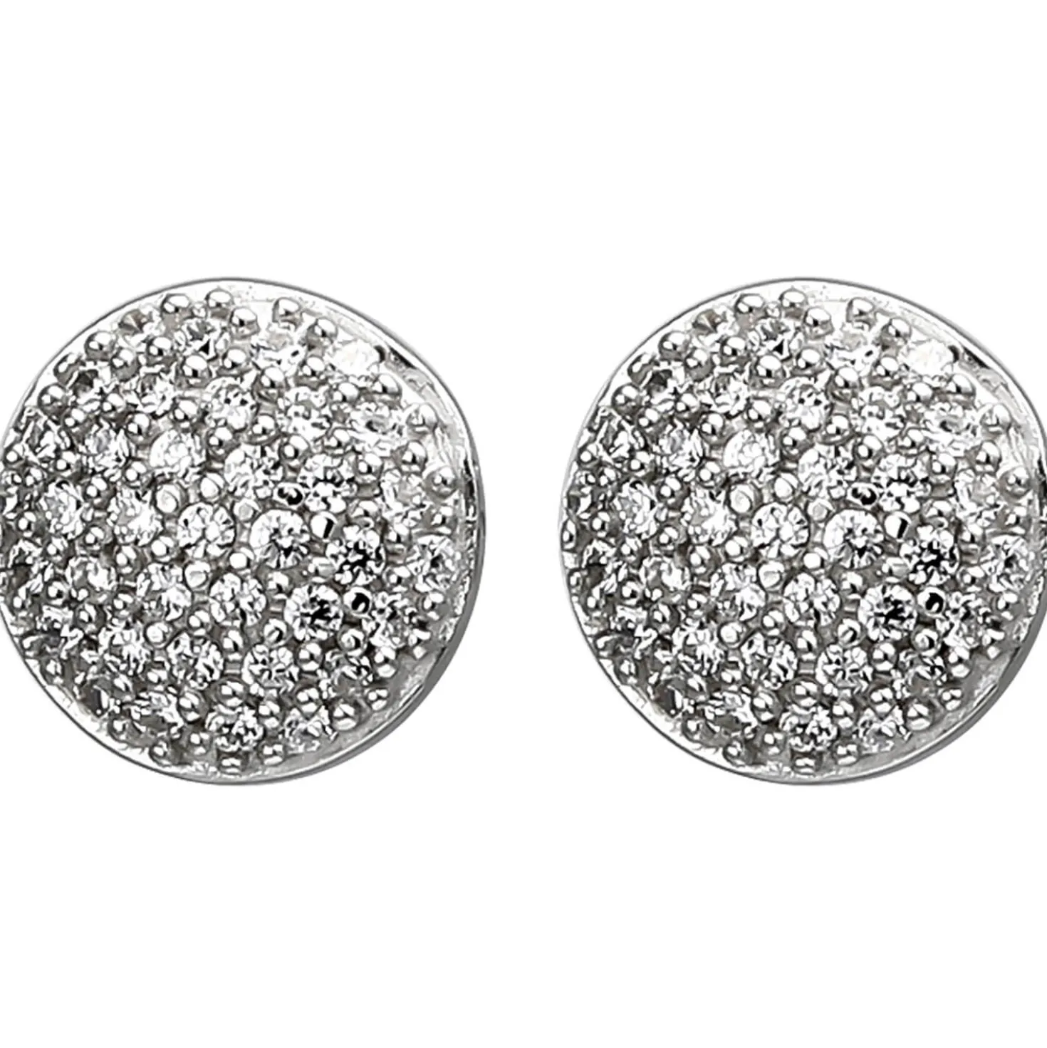 Pavé Ohrstecker rund Ø8,4mm 925 Silber mit 74 Zirkonia Ohrringe Ohrschmuck