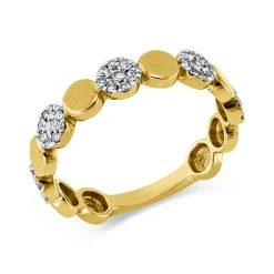 Pavé Ring aus 750 Gelbgold 45 Brillanten 0,21ct I-SI B:4,1mm Fassung rhodiniert