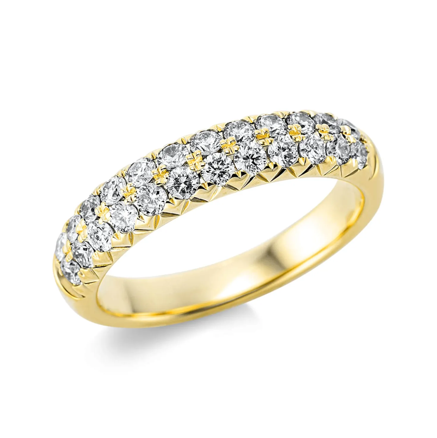 Pavé Ring aus 750 Gold Gelbgold 24 Brillanten 0,75ct TW-SI B:4,3mm