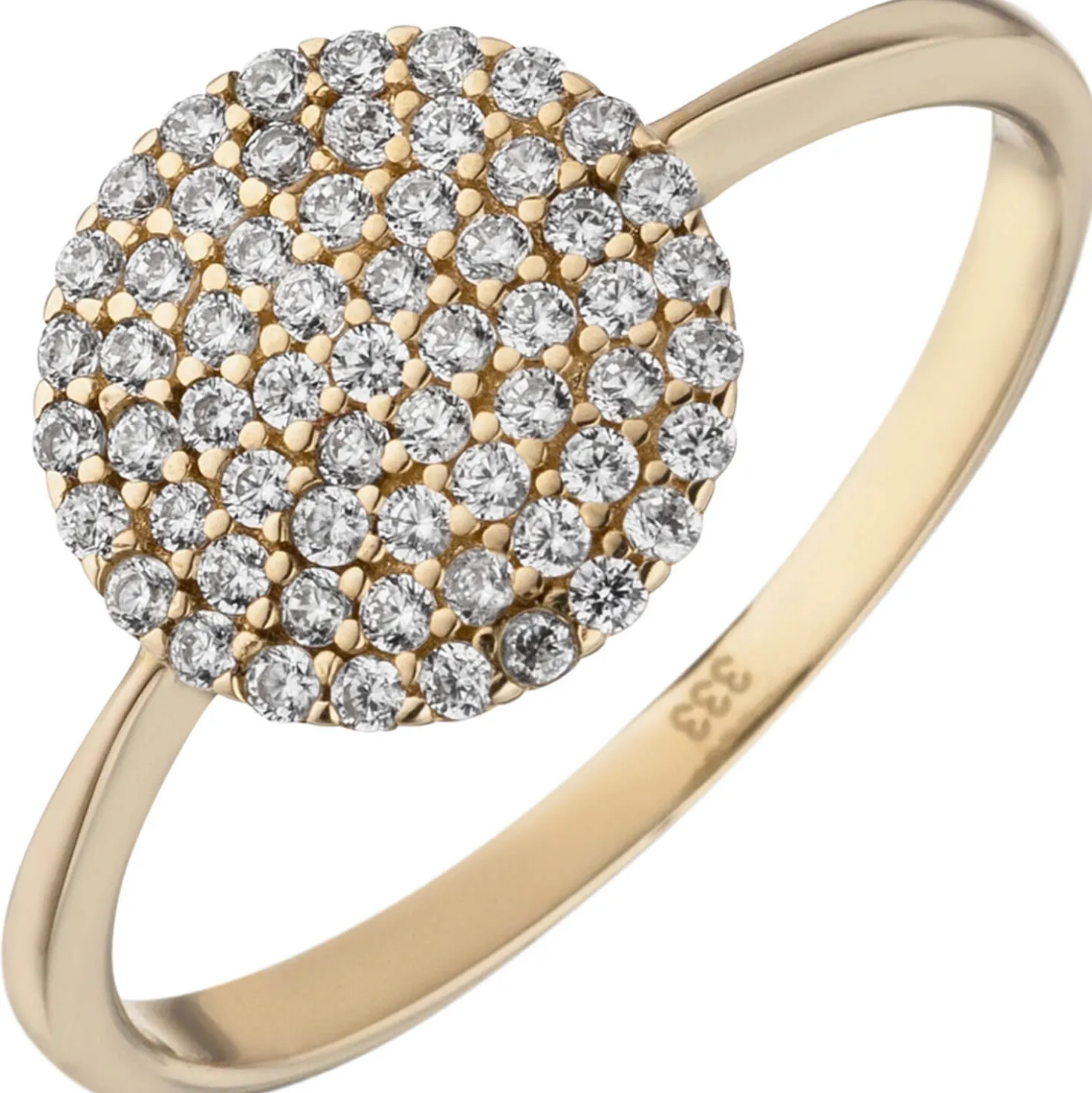 Pavé Ring aus 333 Gold Gelbgold mit 60 Zirkonia B: 10,4mm Goldring Fingerring
