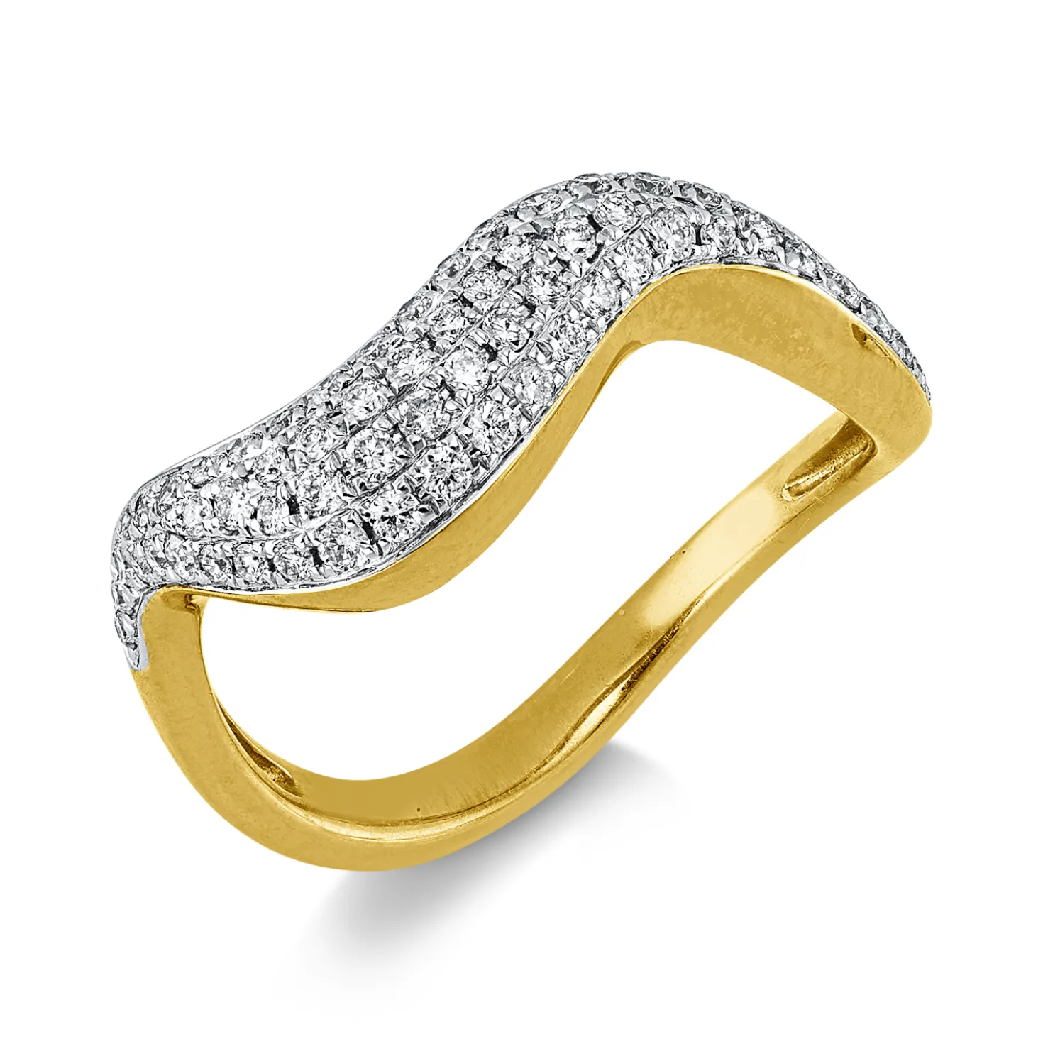 Pavé Ring aus 750 Gold gelb/weiß 59 Brillanten 0,34ct W-PI B:7,5mm