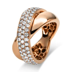 Pavé Ring aus 750 Gold Rotgold 69 Brillanten 1,35ct TW-SI B:12,3mm