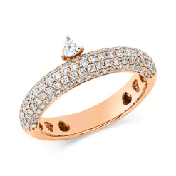 Pavé Ring aus 750 Gold Rotgold 115 Diamanten 0,88ct TW-SI B:7,5mm
