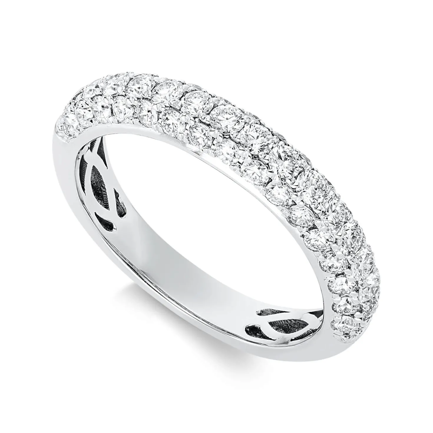 Pavé Ring aus 750 Gold Weißgold 49 Brillanten 1,19ct TW-SI B:3,6mm