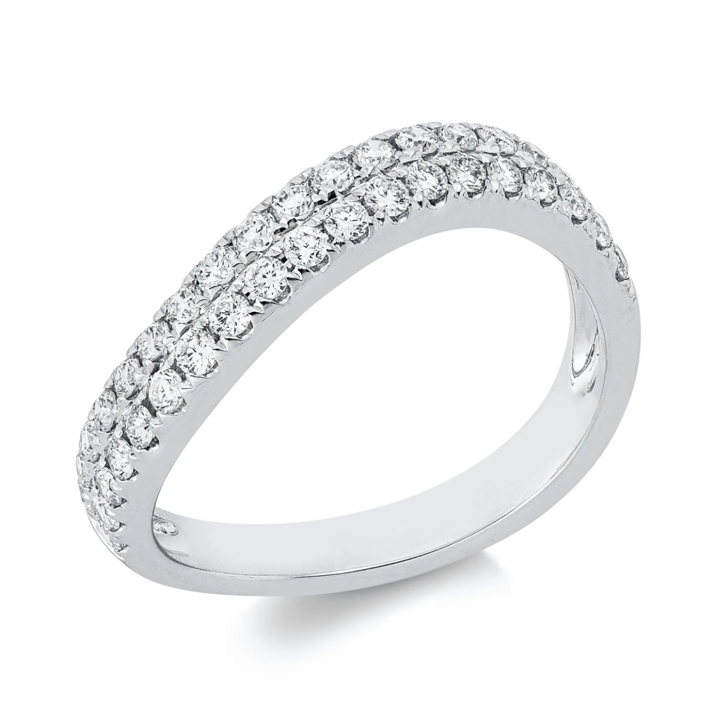 Pavé Ring aus 750 Gold Weißgold 38 Brillanten 0,52ct TW-SI B:3,3mm