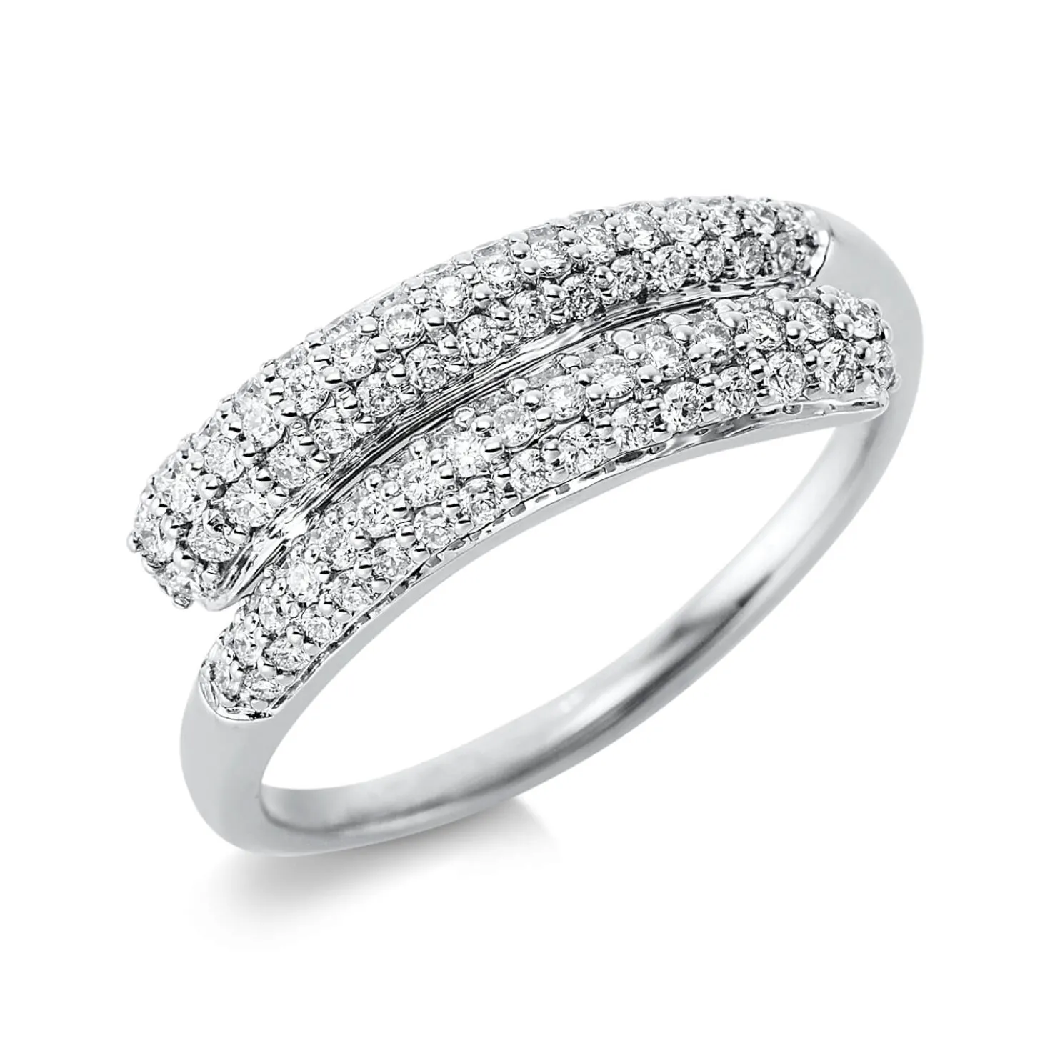Pavé Ring aus 750 Gold Weißgold 94 Brillanten 0,5ct TW-SI B:6,5mm