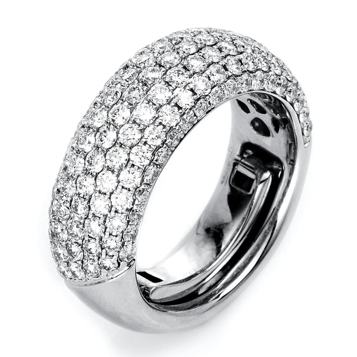 Pavé Ring aus 750 Gold Weißgold 133 Brillanten 2,02ct TW-SI B:7,9mm