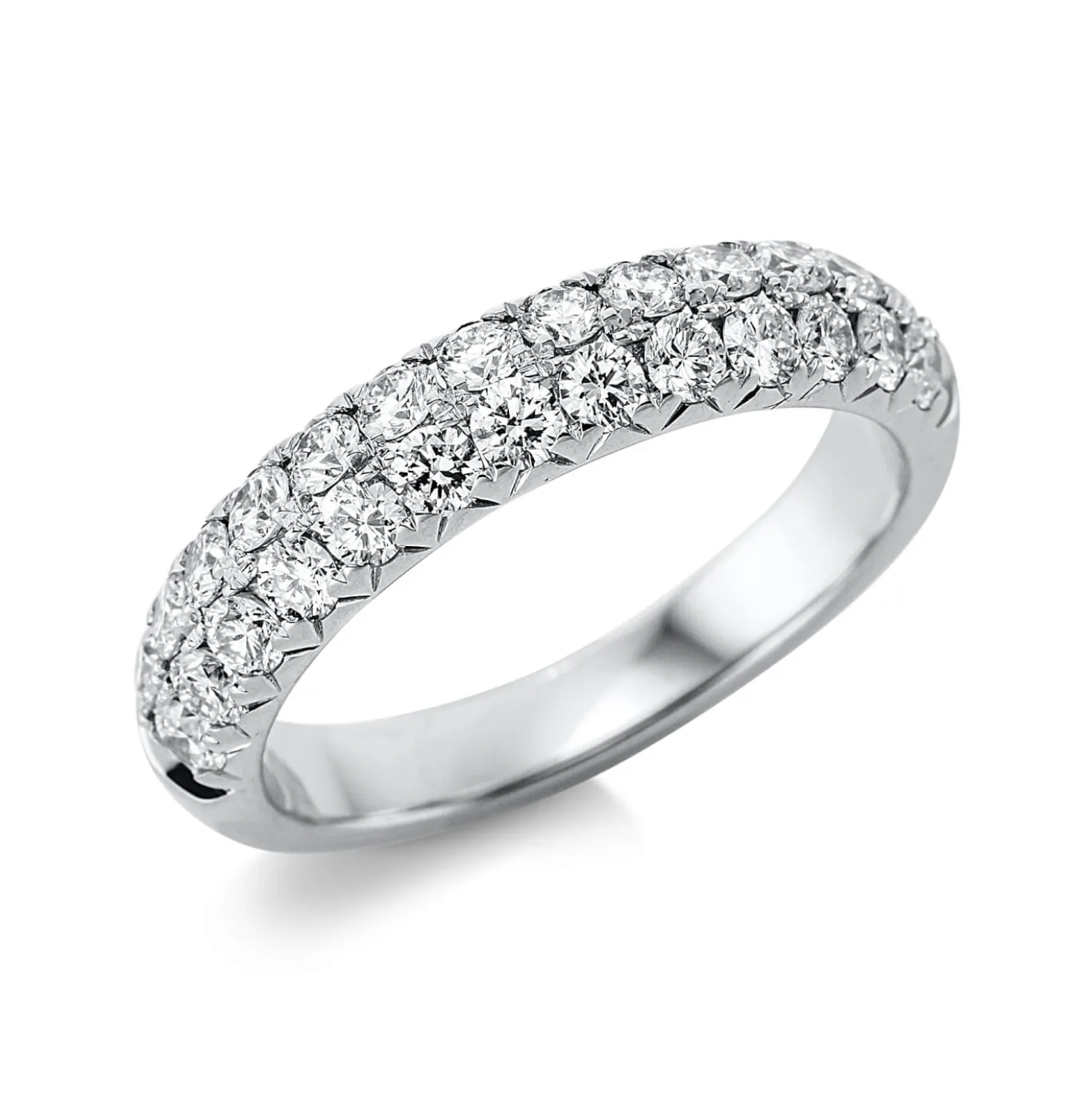 Pavé Ring aus 750 Gold Weißgold 26 Brillanten 1ct TW-SI B:4,3mm