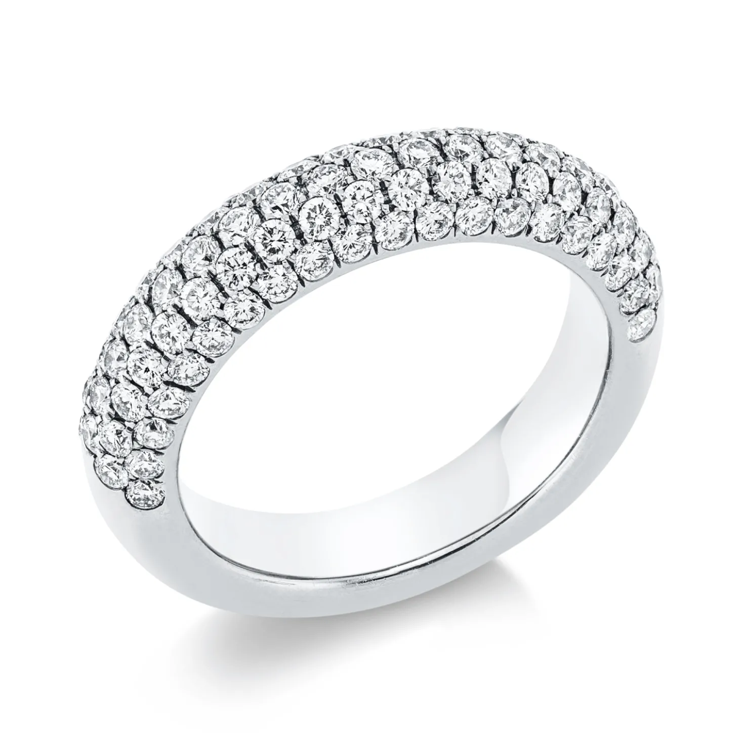 Pavé Ring aus 750 Gold Weißgold 96 Brillanten 1,52ct TW-VSI B:5,2mm
