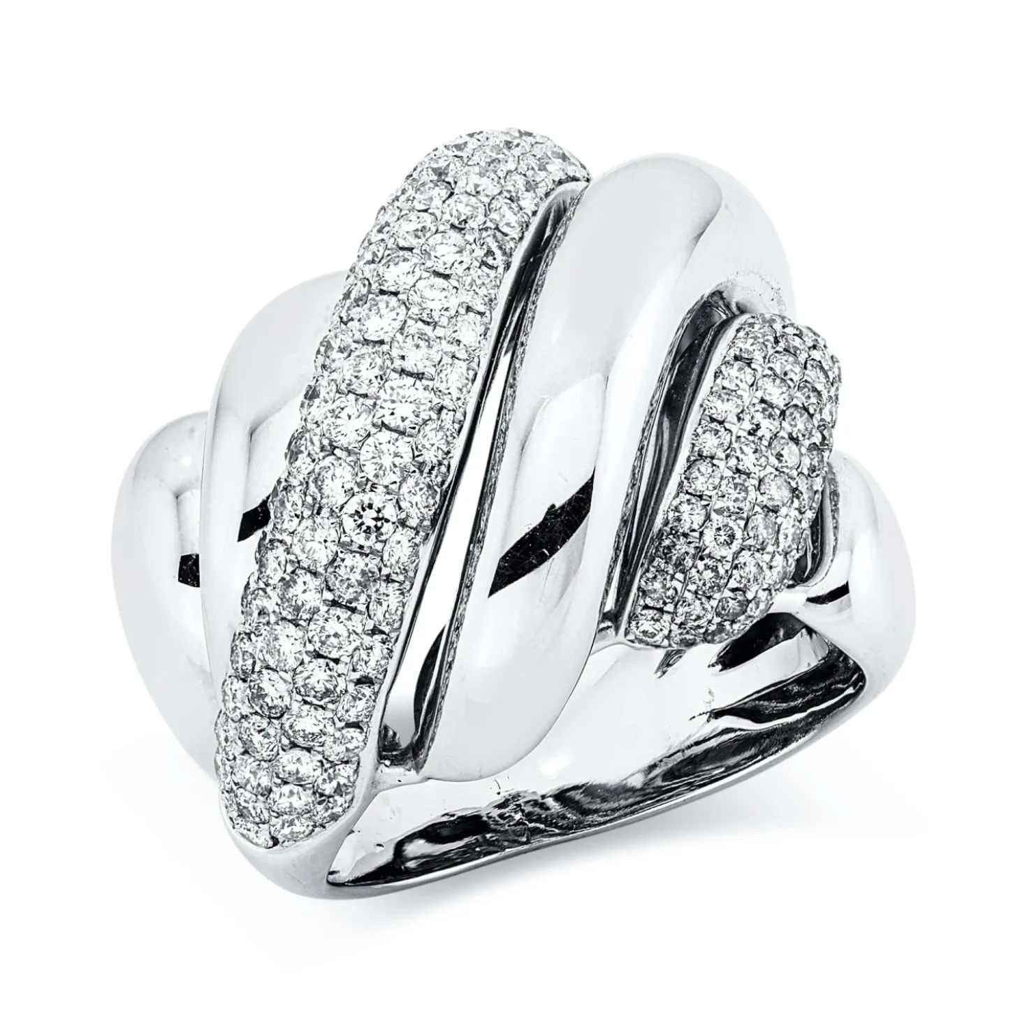 Pavé Ring aus 750 Gold Weißgold 168 Brillanten 2,36ct TW-VSI B:20,9mm