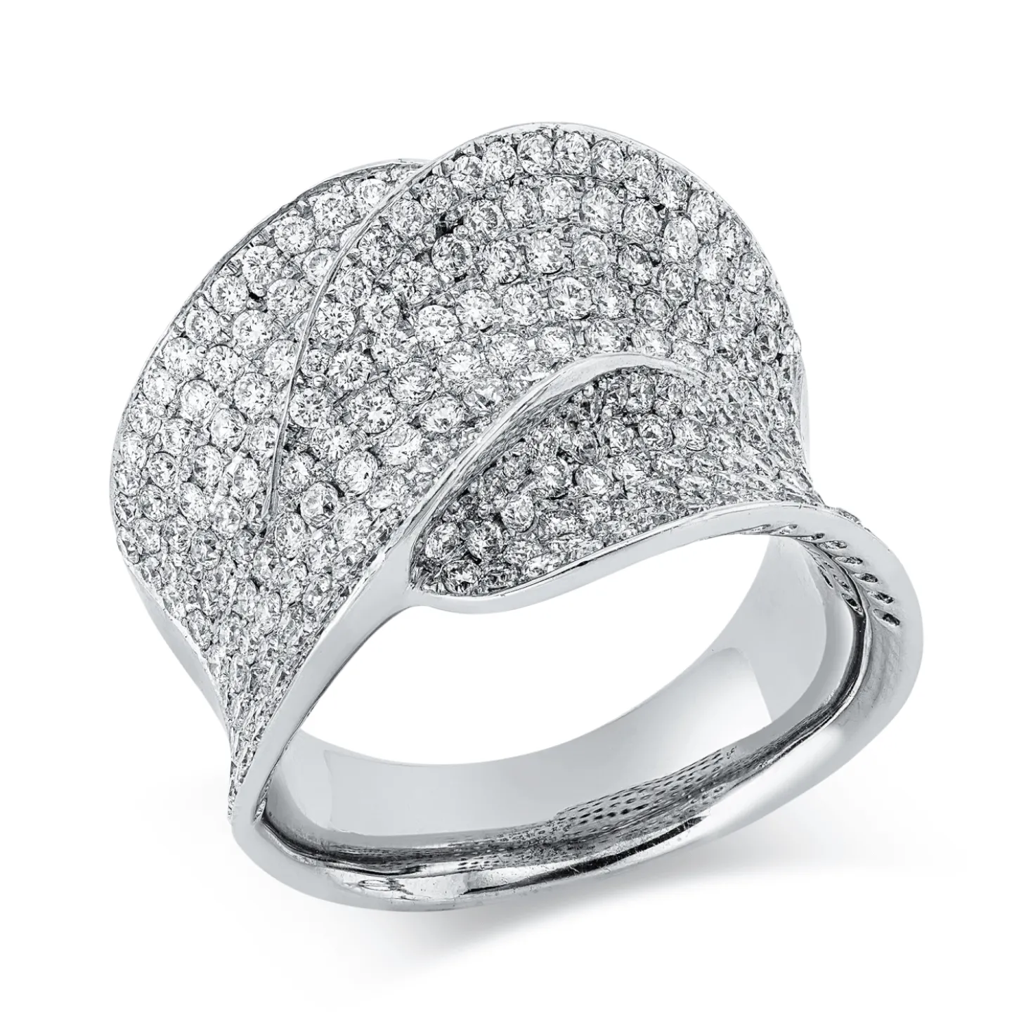 Pavé Ring aus 750 Gold Weißgold 279 Brillanten 2,41ct TW-VSI B:18,7mm