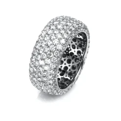Pavé Ring aus 750 Gold Weißgold 252 Brillanten 4,7ct TW-VSI B:8,6mm