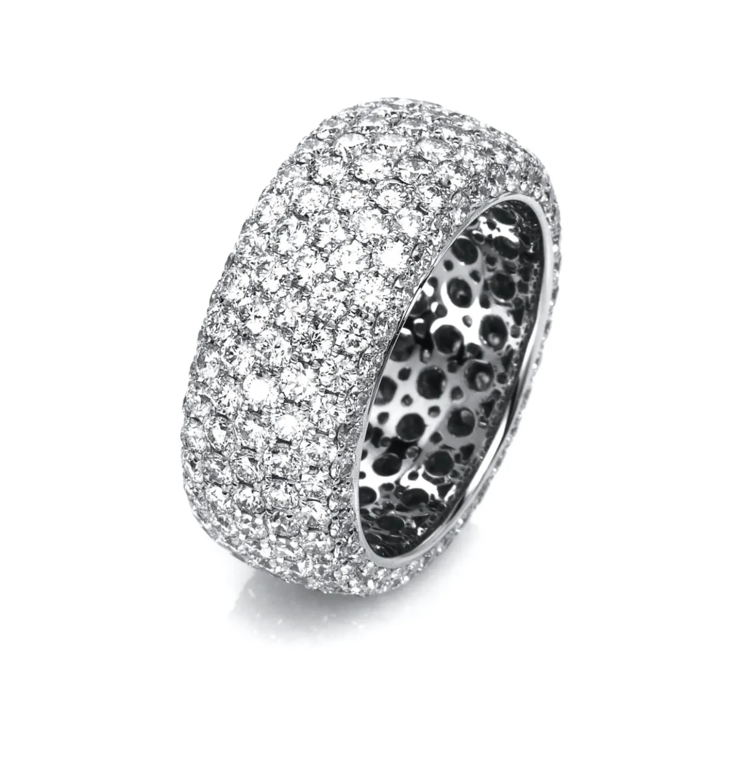 Pavé Ring aus 750 Gold Weißgold 252 Brillanten 4,7ct TW-VSI B:8,6mm