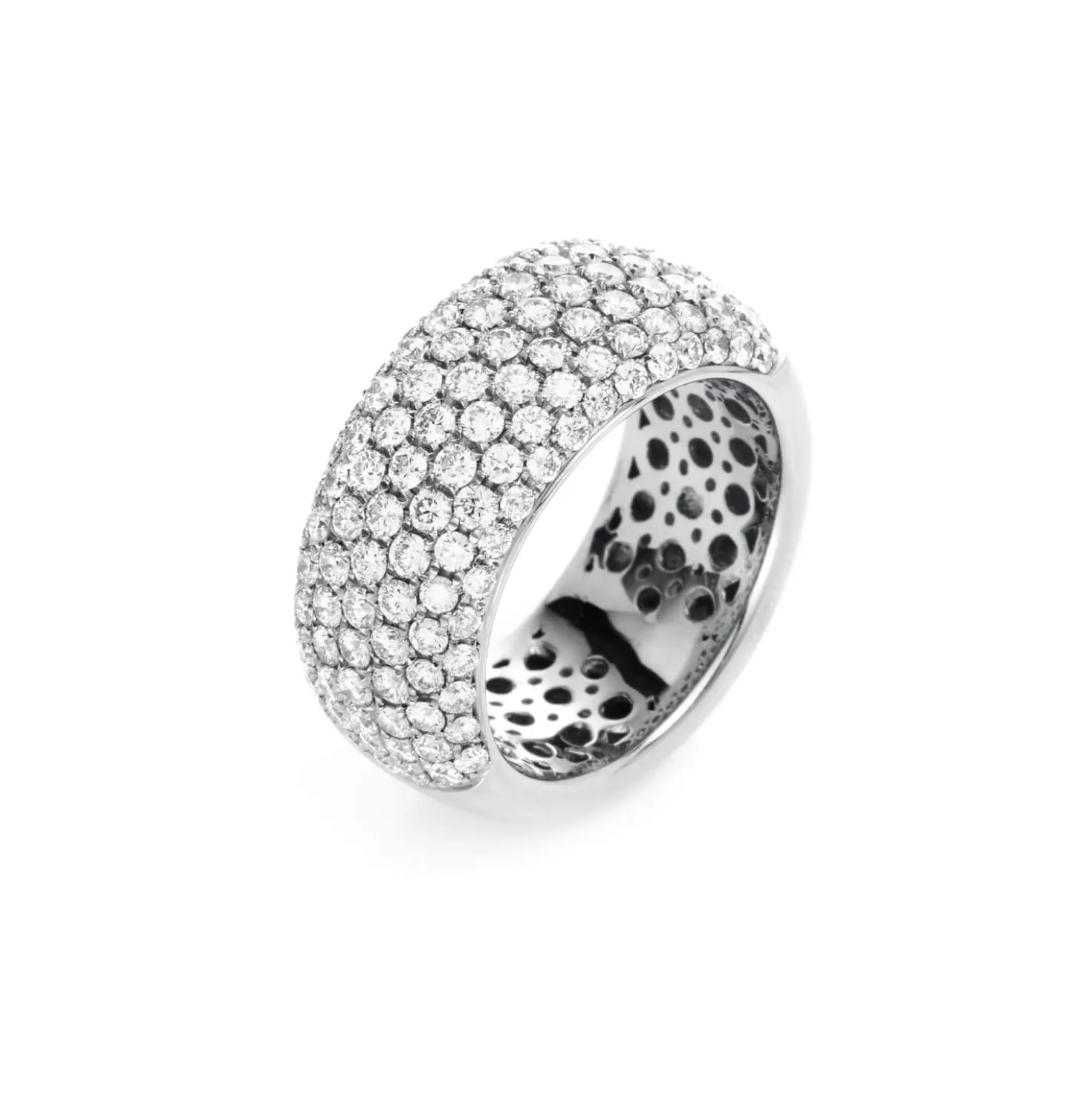 Pavé Ring aus 750 Gold Weißgold 128 Brillanten 2,21ct TW-VSI B:9,1mm