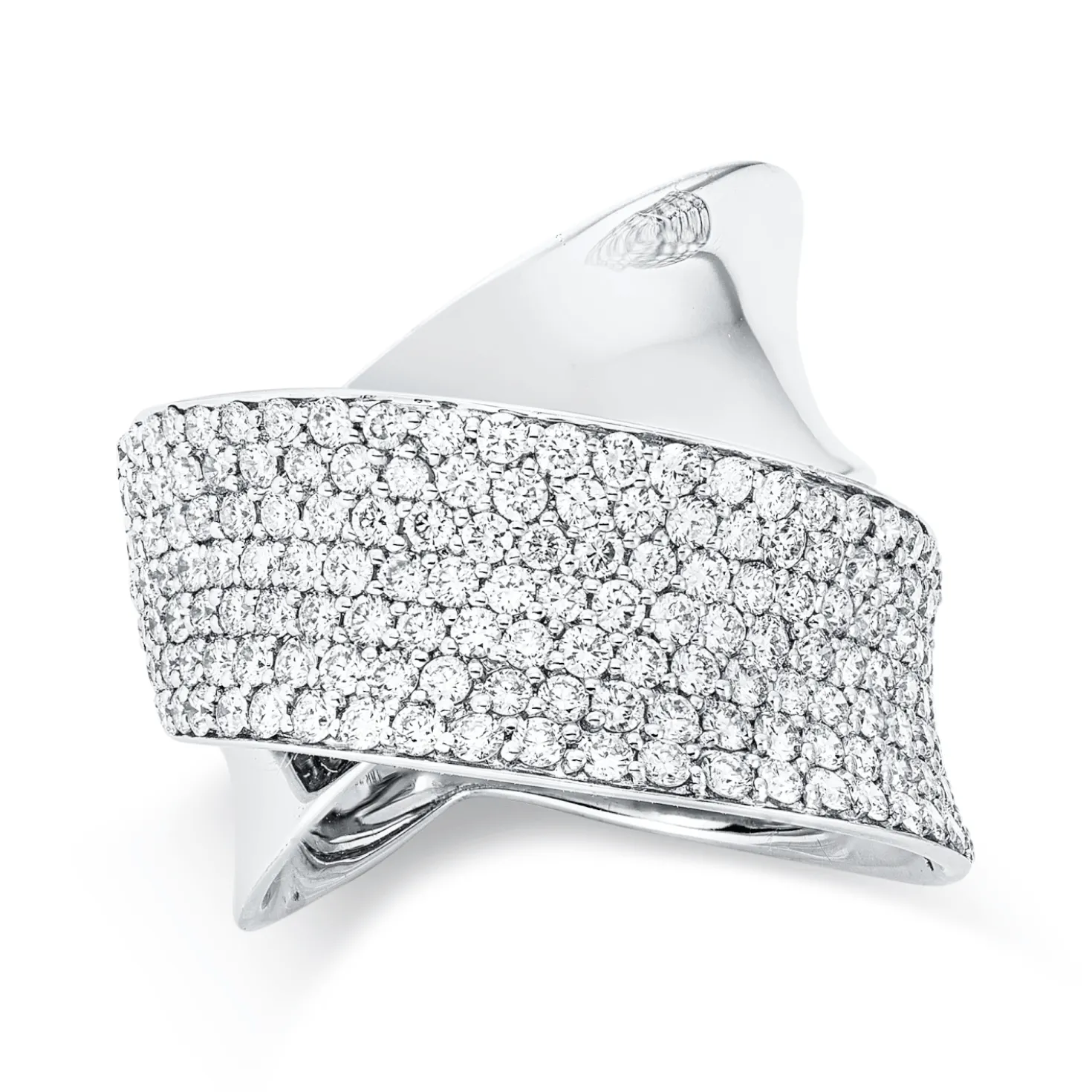 Pavé Ring aus 750 Gold Weißgold 165 Brillanten 2,11ct TW-VSI B:22,3mm