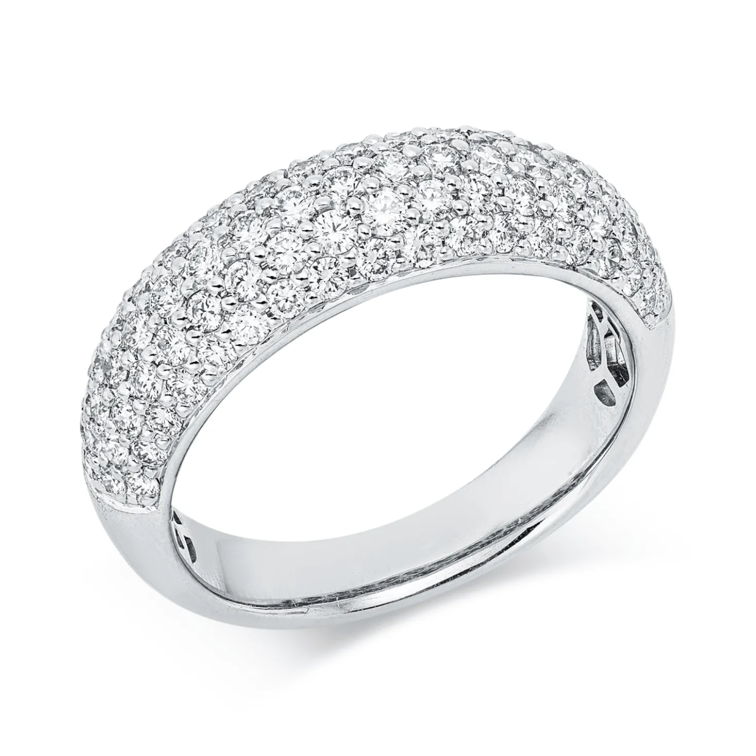 Pavé Ring aus 750 Gold Weißgold 89 Brillanten 1,13ct TW-VSI B:6,4mm