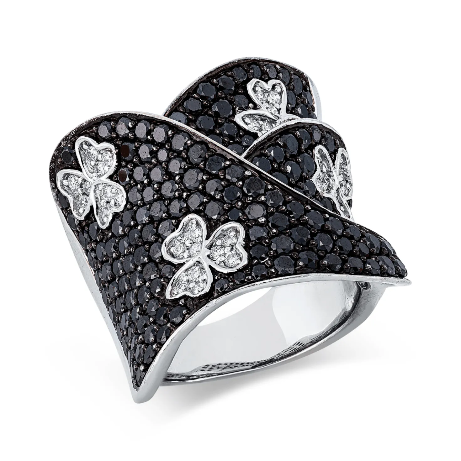 Pavé Ring aus 750 Gold Weißgold 214 Diamanten 4,35ct B:24,2mm