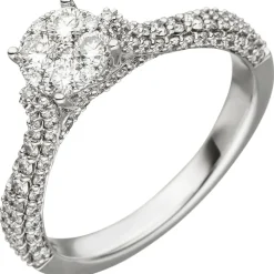 Pavé Ring aus 585 Gold Weißgold mit 119 Diamanten Brillanten 1,02 Ct W-si