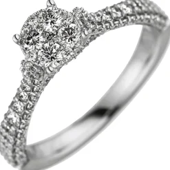 Pavé Ring aus 585 Gold Weißgold mit 119 Diamanten Brillanten 1,02 Ct W-si