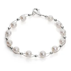 Perlenarmband, Armband aus echten Perlen, weiß creme-weiß, Damen