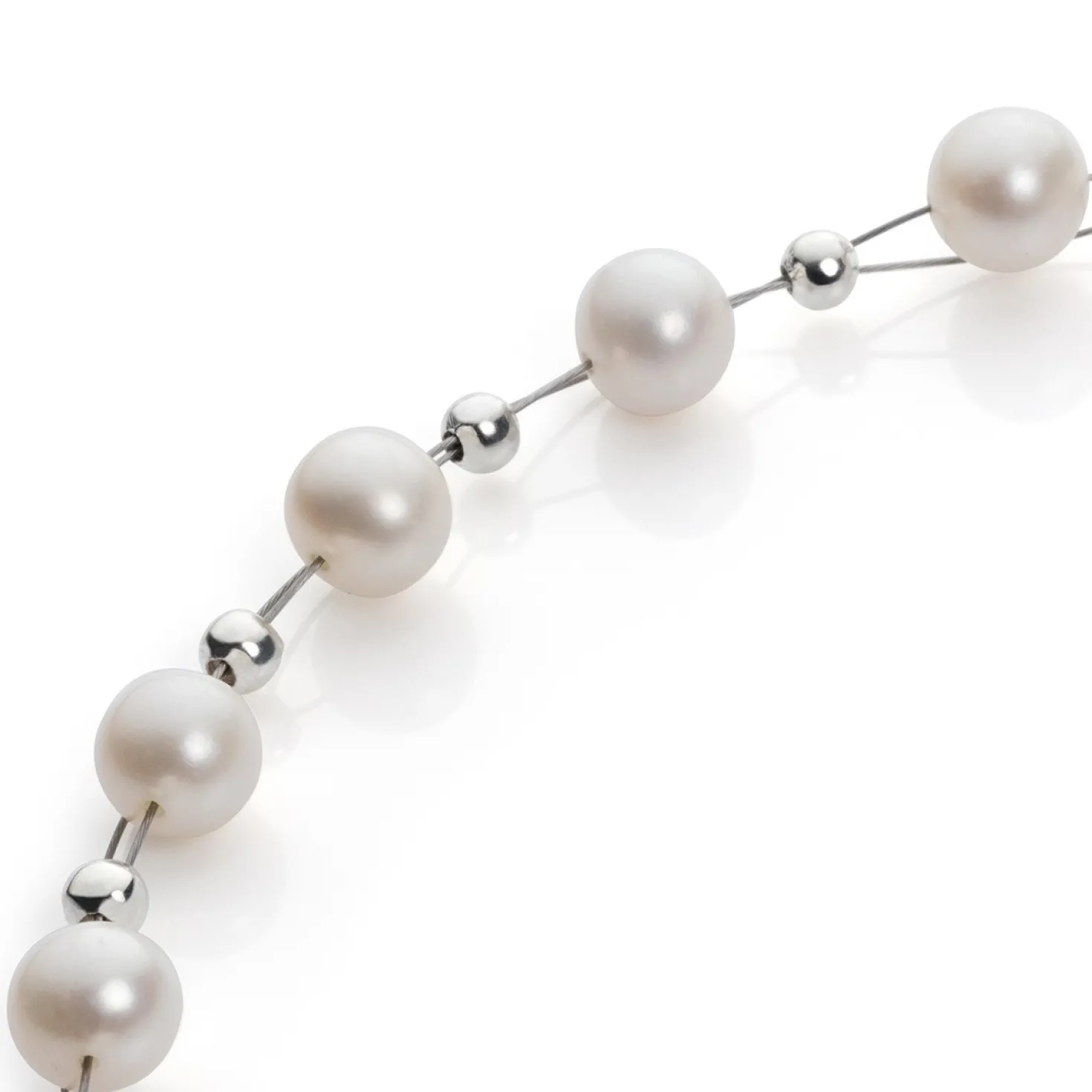 Perlenarmband, Armband aus echten Perlen, weiß creme-weiß, Damen