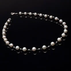 Perlenkette Kette Collier Halskette echte Perlen creme-weiß Halsschmuck Damen