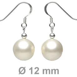 Perlenohrringe Ohrringe Ohrhänger, Muschelkernperlen, 925 Silber, weiß