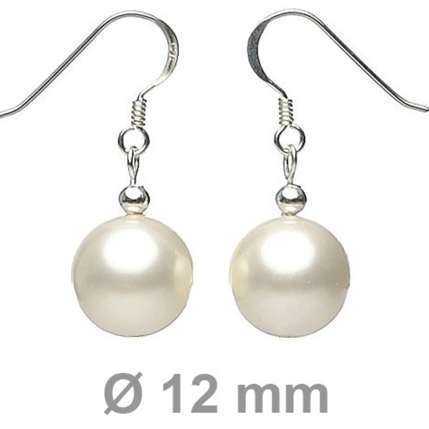 Perlenohrringe Ohrringe Ohrhänger, Muschelkernperlen, 925 Silber, weiß