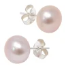 Perlen Stecker Ohrstecker aus Süßwasser-Zuchtperlen 8,5mm 925 Silber creme-lila
