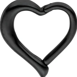 Piercing Segmentring, Herz, klappbar, Edelstahl schwarz lackiert Körperschmuck