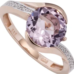 Ring Amethyst lila violett & 16 Diamanten 0.08Ct W/SI Brillanten 585 Rotgold