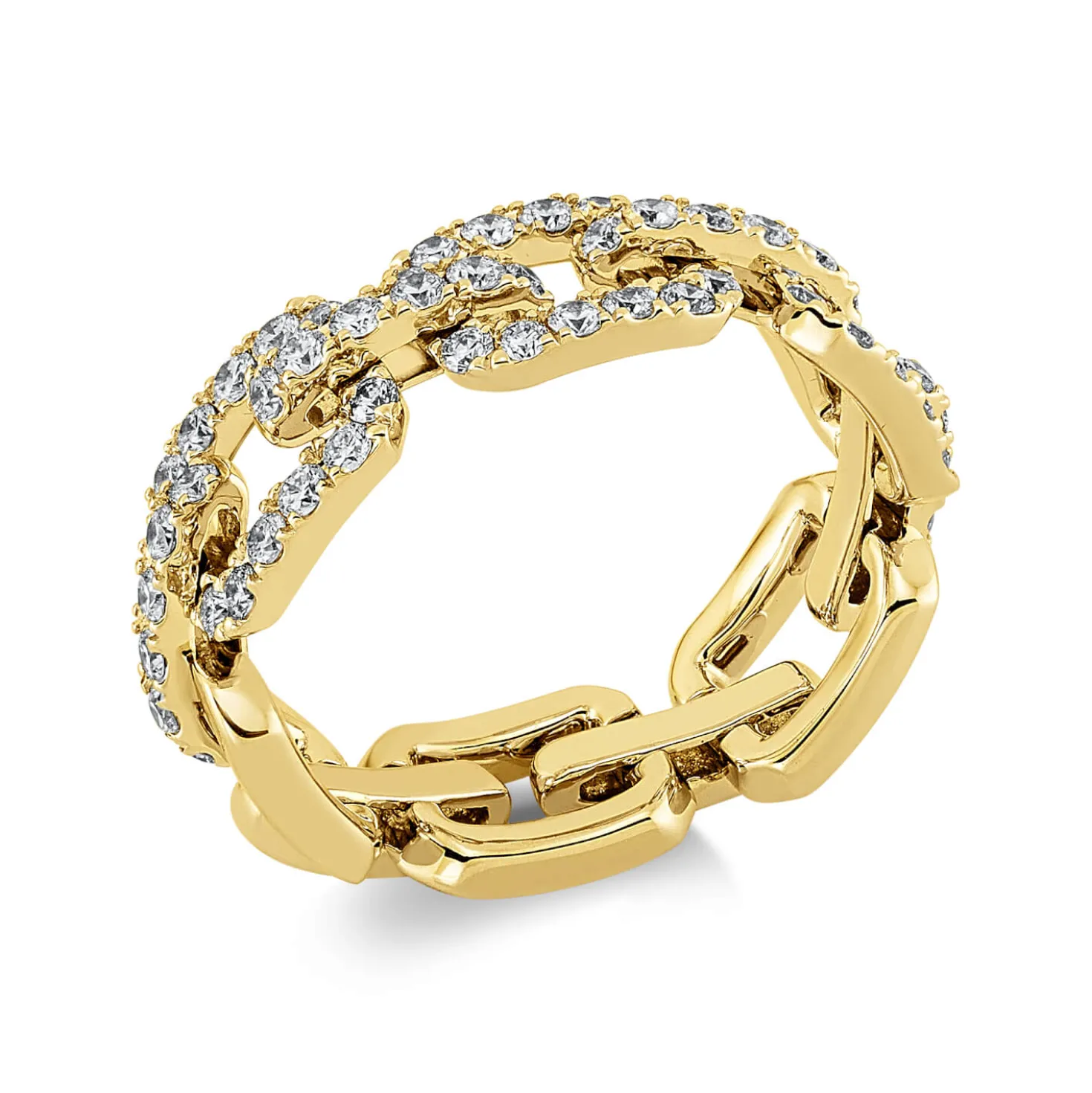 Ring Ankerkette aus 750 Gold Gelbgold 60 Brillanten 0,97ct TW-VSI B:7,3mm