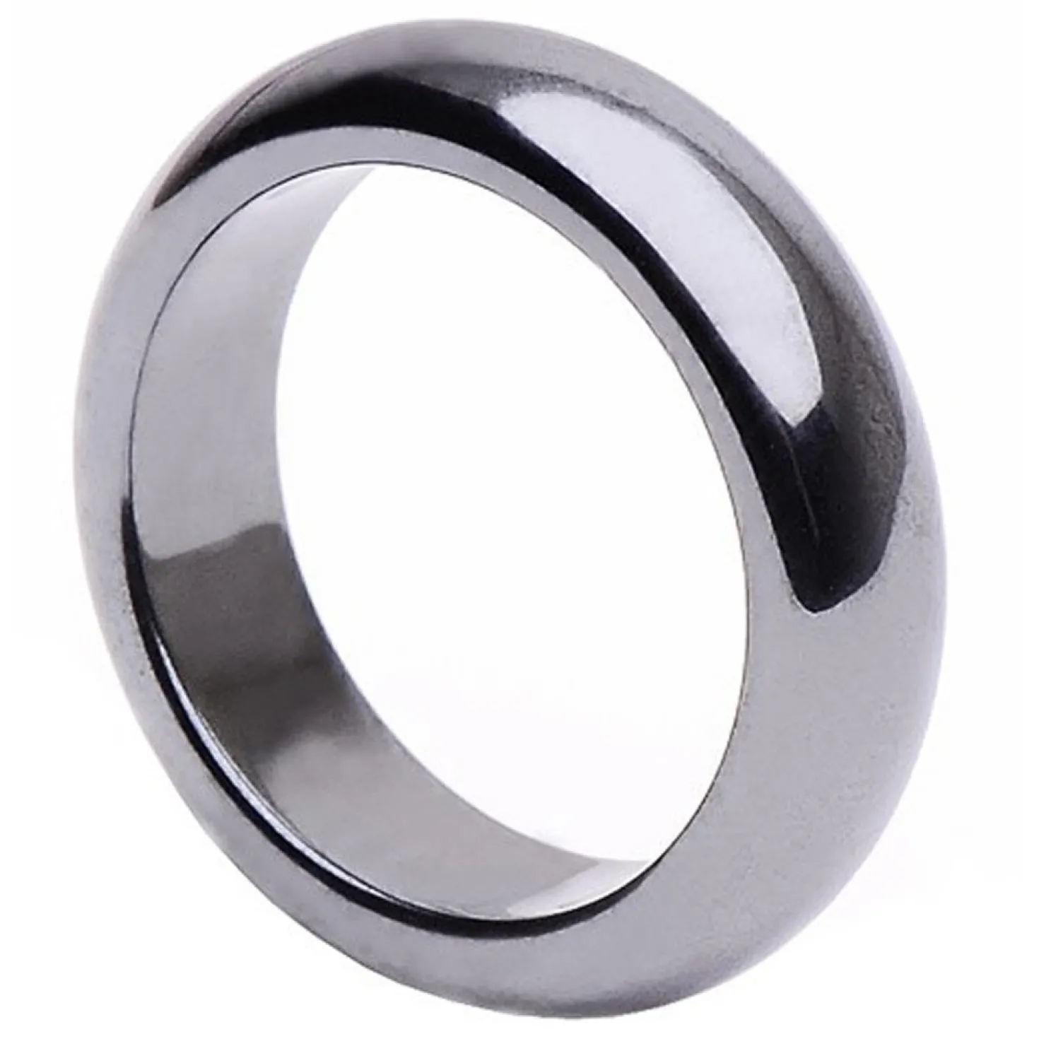 Ring aus echtem Hämatit grau glatt rund Hämatitring Unisex