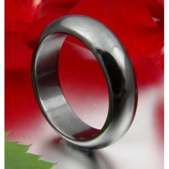 Ring aus echtem Hämatit grau glatt rund Hämatitring Unisex