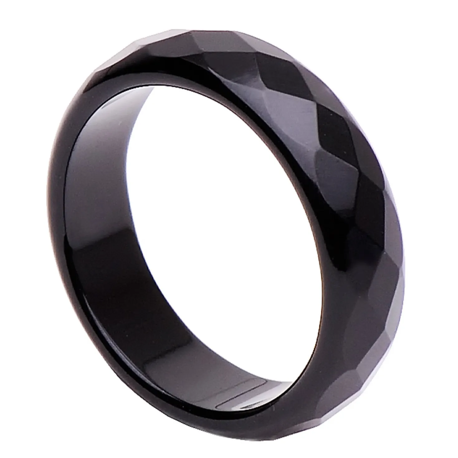 Ring aus echtem Onyx schwarz facettiert 6mm breit Onyxring Fingerring