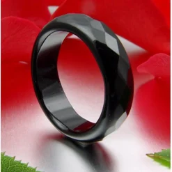 Ring aus echtem Onyx schwarz facettiert 6mm breit Onyxring Fingerring