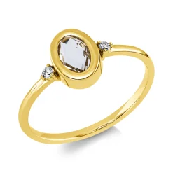 Ring aus 750 Gelbgold Amethyst 0,4ct grün 2 Brillanten 0,03ct TW-SI B:7,9mm