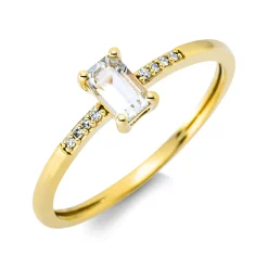 Ring aus 750 Gelbgold Amethyst 0,29ct grün 8 Diamanten 0,02ct TW-SI B:5,4mm
