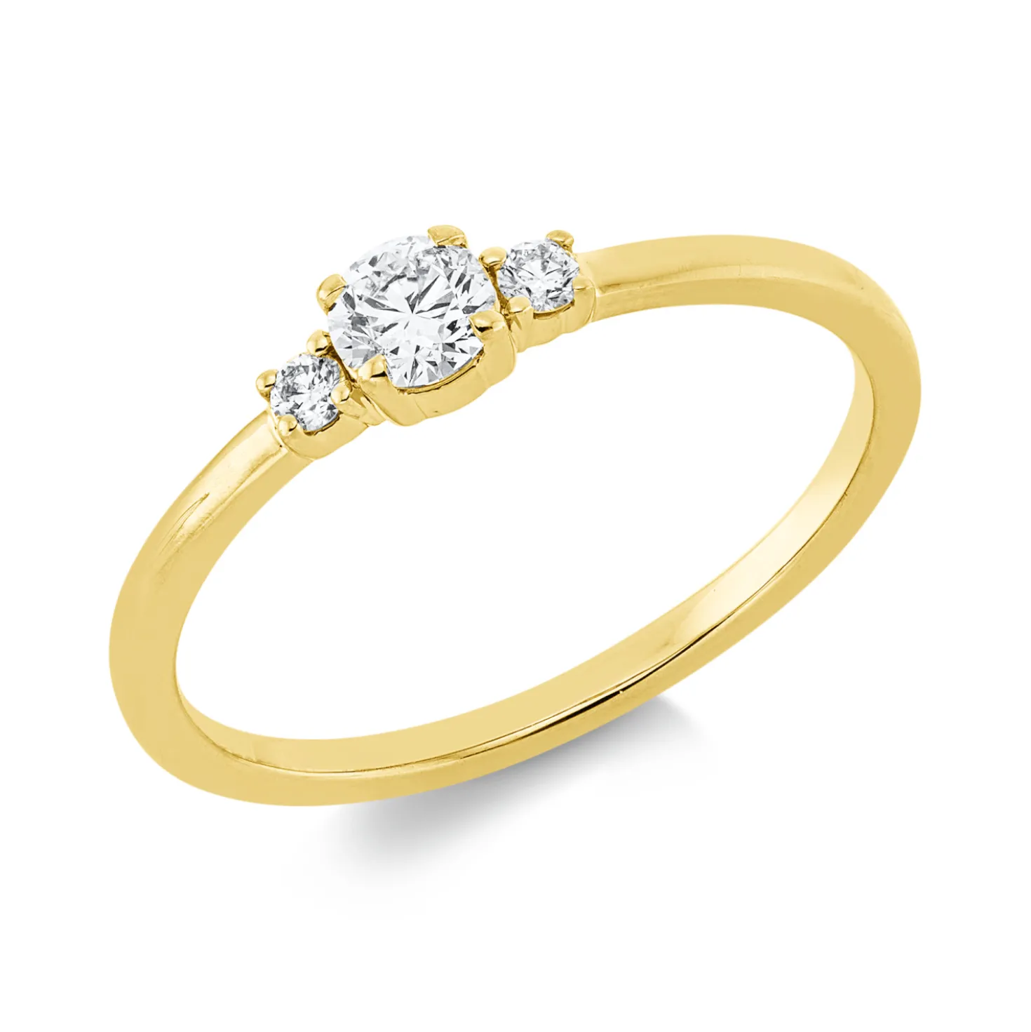 Ring aus 750 Gelbgold 2 Brillanten 0,04ct TW-SI 1 Brillant 0,18ct TW-SI B:5mm