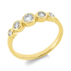 Ring aus 750 Gelbgold 4 Brillanten 0,24ct TW-SI 1 Brillant 0,18ct TW-SI B:4,3mm