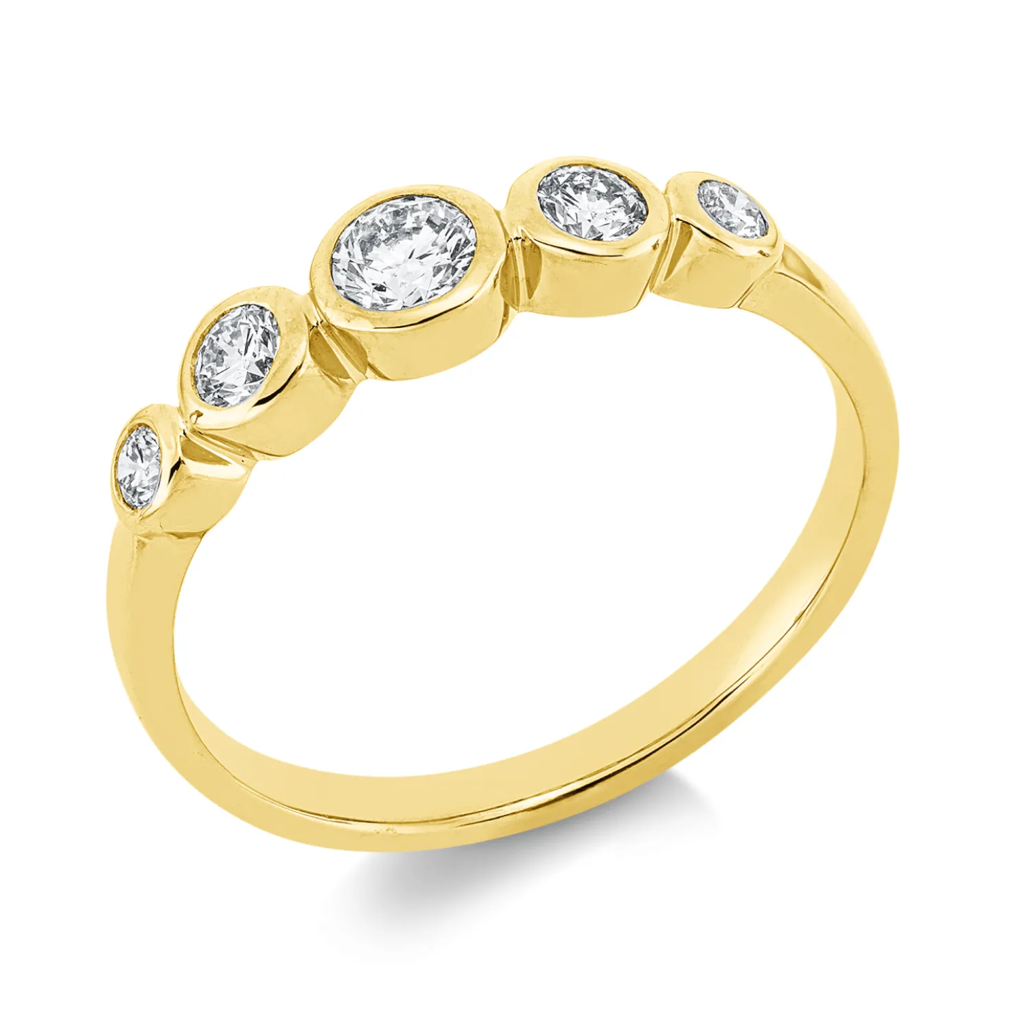 Ring aus 750 Gelbgold 4 Brillanten 0,24ct TW-SI 1 Brillant 0,18ct TW-SI B:4,3mm