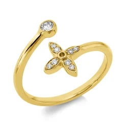 Ring aus 750 Gelbgold 8 Brillanten 0,05ct TW-SI 1 Brillant 0,07ct TW-SI B:13,6mm