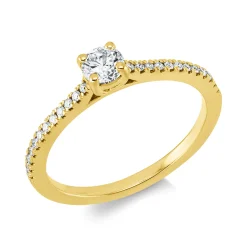 Ring aus 750 Gelbgold 24 Brillanten 0,12ct TW-SI 1 Brillant 0,3ct TW-SI B:4,1mm