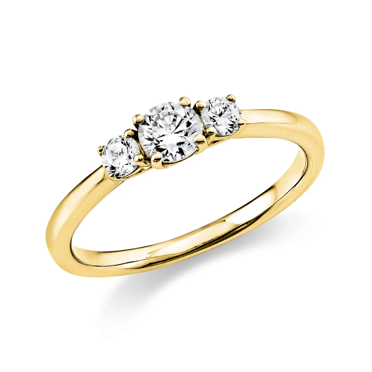 Ring aus 750 Gelbgold 2 Brillanten 0,17ct TW-SI 1 Brillant 0,3ct TW-SI B:4,1mm